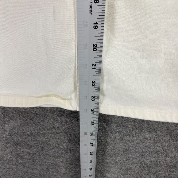 Lands' End Skirt Women 8 White A-Line Midi Mid Rise Zipper Cotton Pockets Denim - Picture 7 of 10